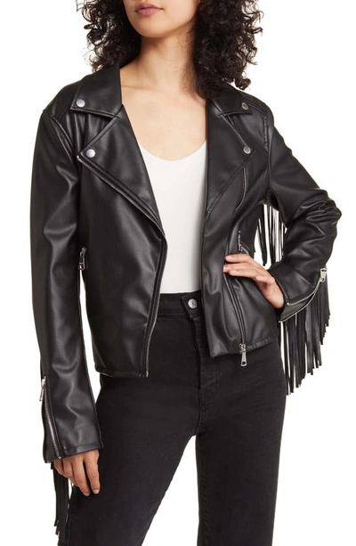 Vigoss Womens Faux Leather Cropped Motorcycle Jacket In Black