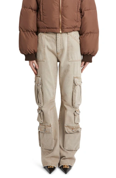 Dolce & Gabbana Denim Cargo Trousers In Beige