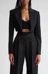 Alexander Wang Tuxedo Cropped Blazer With Logo Embroidery Black In 001 Black