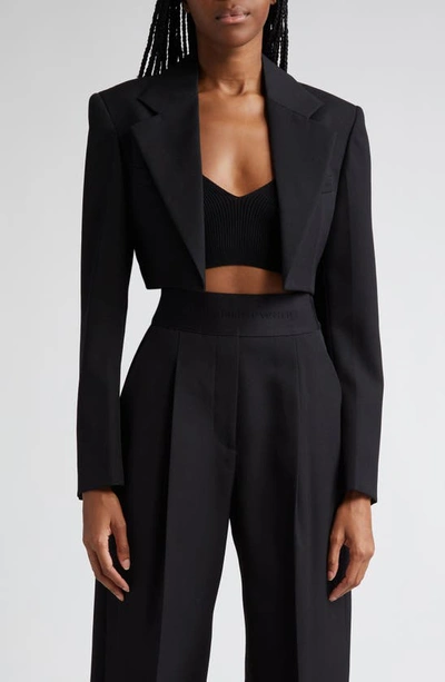 Alexander Wang Tuxedo Cropped Blazer With Logo Embroidery Black