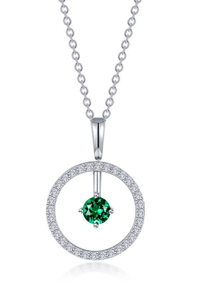 Lafonn Simulated Diamond Lab-created Birthstone Reversible Pendant Necklace In Silver