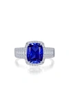 Lafonn Fancy Lab Created Sapphire & Simulated Diamond Halo Ring In Blue