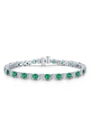 Lafonn Simulated Emerald & Simulated Diamond Tennis Bracelet In Green