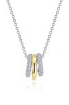 Lafonn Two-tone Simulated Diamond Tube Charm Necklace In Two Tone