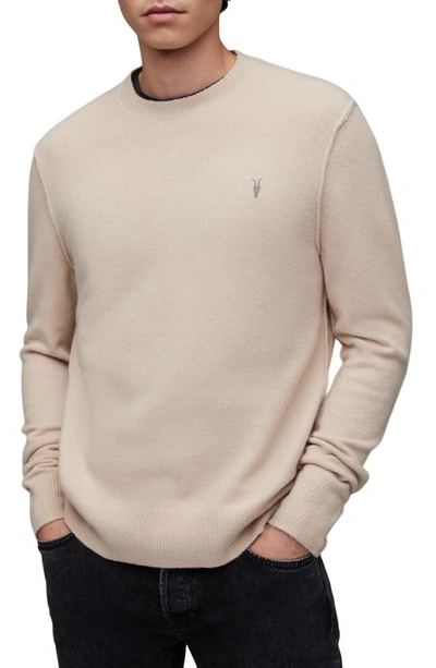 Allsaints Statten Ramskull Crew Neck Sweater In Tinted Ecru