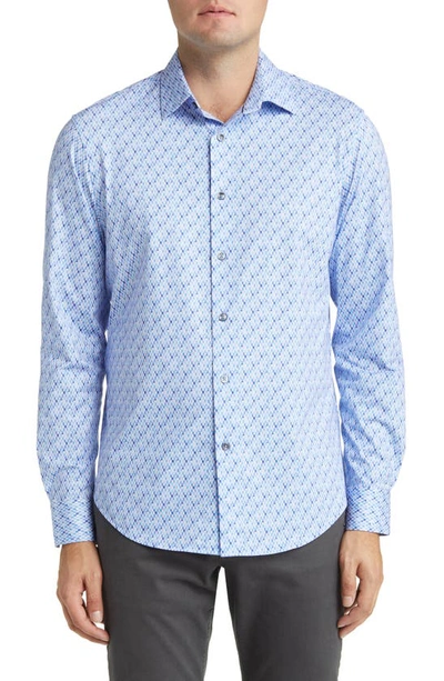 Bugatchi James Ooohcotton® Mosaic Print Button-up Shirt In Lavender