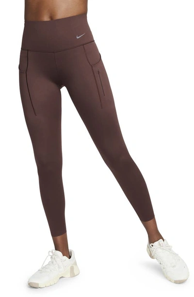 Nike Women's Go Firm-support High-waisted 7/8 Leggings With Pockets In Brown