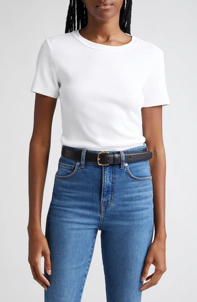 Veronica Beard Pruitt Ribbed Stretch Pima Cotton-jersey T-shirt In White
