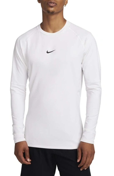 Nike Dri-fit Pro Warm Long Sleeve T-shirt In White/ Black