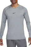 Nike Dri-fit Pro Warm Long Sleeve T-shirt In Smoke Grey,black