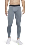 Nike Pro Warm Dri-fit Tights In Smoke Grey/ Black