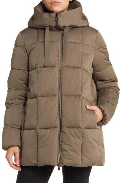Save The Duck Alena Hooded Puffer Coat In Mud Grey