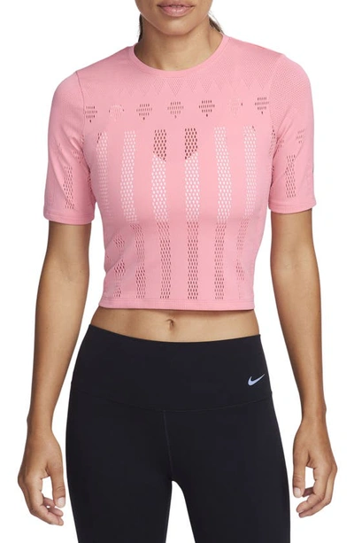 Nike Women's  Yoga Dri-fit Adv Luxe Short-sleeve Crop Top In Pink
