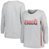 Profile Women's  Heather Gray Nebraska Huskers Plus Size Side Stripe Pullover Sweatshirt In Heather Gray