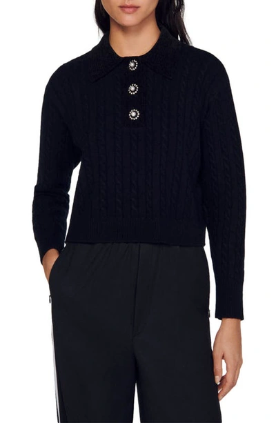 Sandro Dalinda Wool & Cashmere Sweater In Black