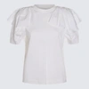 Alexander Mcqueen White Short Ruffled Sleeves Cropped Top In White