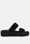 London Rag Smoothie Fur Slip-on Flats In Black