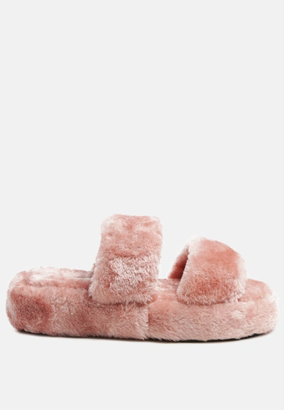London Rag Smoothie Fur Slip-on Flats In Pink