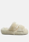 London Rag Smoothie Fur Slip-on Flats In Beige