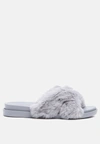 London Rag Homey Fur Slip-on Flats In Grey