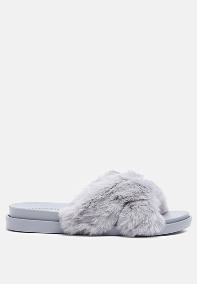 LONDON RAG HOMEY FUR SLIP-ON FLATS