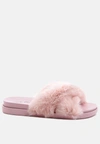 London Rag Homey Fur Slip-on Flats In Pink