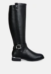 London Rag Renny Buckle Strap Embellished Calf Boots In Black