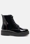 London Rag Rubble Statement Pu Lace Up Ankle Boots In Black