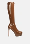 London Rag Shawtie High Heel Stretch Patent Calf Boots In Multi