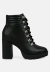 London Rag Hamiltons Lace Up Block Heel Boots In Black