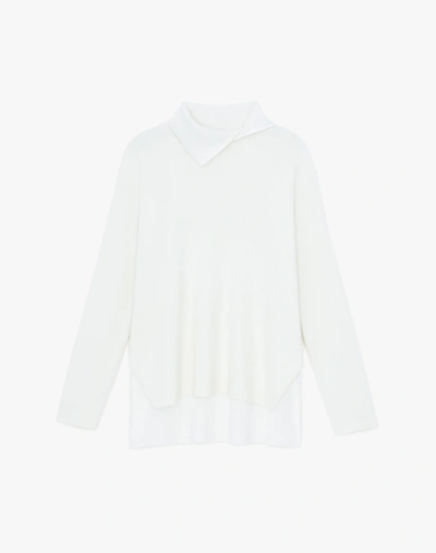 Lafayette 148 Cashmere-silk Collared Sweater In Beige