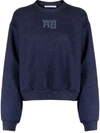 Alexander Wang Logo-print Glitter-detail Sweatshirt In Blue