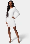 Bebe Open Back Sparkle Mini Dress In Cloud Dancer