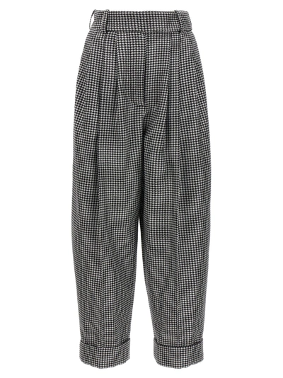 Alexandre Vauthier Pleated Houndstooth Twill Wide-leg Trousers In White