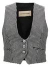 Alexandre Vauthier Houndstooth Pattern V-neck Sleeveless Waistcoat With Adjustable Back Strap