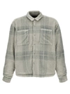STAMPD PLAID CROPPED SHERPA BUTTONDOWN CASUAL JACKETS, PARKA GREEN
