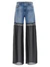 Nensi Dojaka Denim & Tulle Straight Jeans In Multicolor