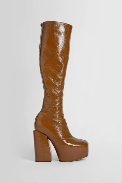 Dries Van Noten Leather Block-heel Knee Boots In Brown