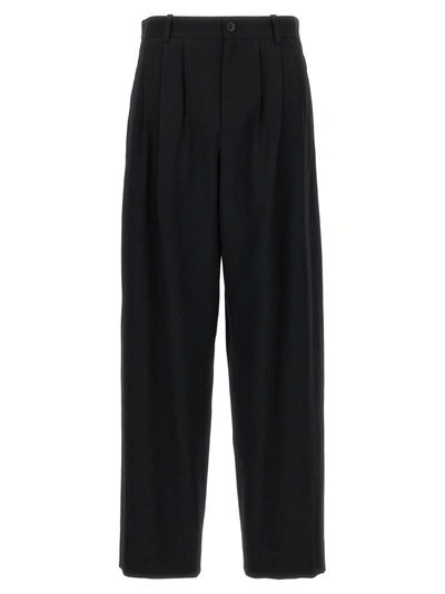The Row Rufus Cotton And Wool Wide-leg Pants In Black