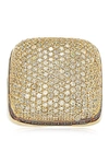Suzy Levian 14k Yellow Gold Plated Sterling Silver Halo Chocolate Cz Square Ring In White