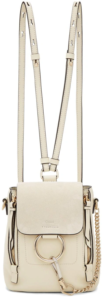 Chloé Faye Mini Leather And Suede Backpack In White