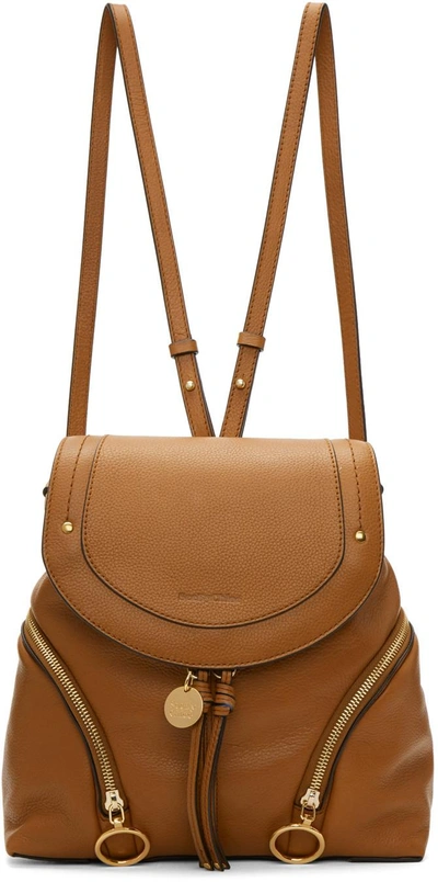 See By Chloé Olga Textured-leather Backpack In Caramello/gold