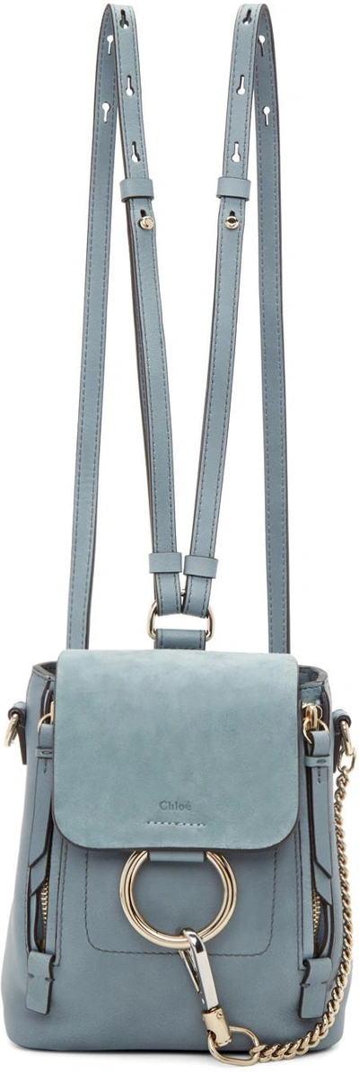 Chloé Faye Mini Leather And Suede Backpack In Blue