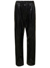 ISABEL MARANT ÉTOILE 'BRINA' BLACK PANTS WITH DRAWSTRING CLOSURE IN SHINY FAUX LEATHER WOMAN