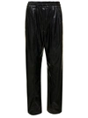 Isabel Marant Étoile Brina Black Pants With Drawstring Closure In Shiny Faux Leather Woman In Black