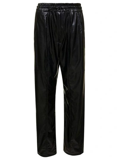 ISABEL MARANT ÉTOILE 'BRINA' BLACK PANTS WITH DRAWSTRING CLOSURE IN SHINY FAUX LEATHER WOMAN