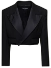 Dolce & Gabbana Black Cropped Jacket With Satin Revers In Wool Woman In Black
