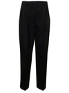 TOTÊME BLACK DOUBLE PLEATED TAILORED TROUSERS IN WOOL BLEND WOMAN