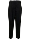 Totême Toteme Women's Black 200 Pressed-crease Tapered Mid-rise Recycled-polyester And Wool-blend Trousers In Black