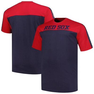 Profile Men's  Red, Navy Boston Red Sox Big And Tall Yoke Knit T-shirt In Red,navy